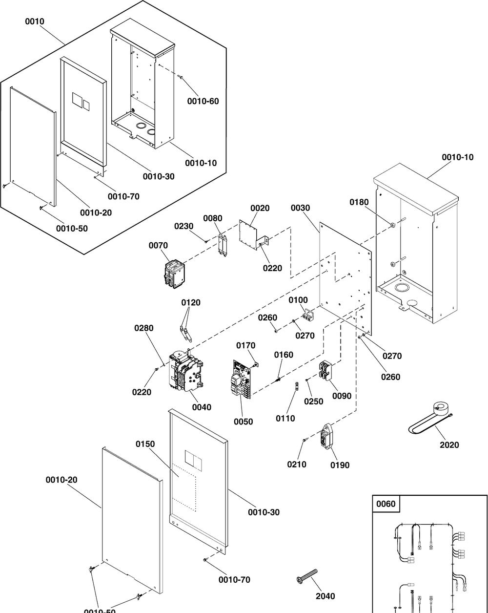 Transfer Switch - Hingeless Enclosure Diagram and Parts List for 071045-02  Briggs and Stratton Generator